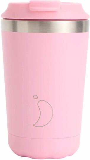 Chilly's Glass Thermos Stainless Steel BPA Free 340ml Pastel Pink