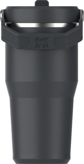 Stanley IceFlow Flip Straw 2.0 Glass Thermos Stainless Steel BPA Free 590ml Black With Straw