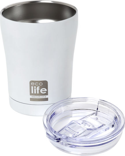 Ecolife Glass Thermos Bottle Stainless Steel Aluminum Plastic BPA Free 300ml White