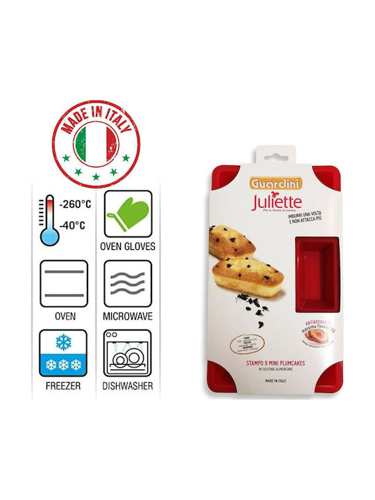 Guardini Juliette Φόρμα Σιλικόνης 9 Mini Plumcakes 17x29.5cm Made In Italy