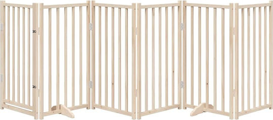 vidaXL Wooden Dog Divider with 6 Panels 300x90cm Fir Natural