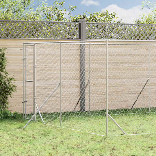 vidaXL Парк за Кучета от Метал в Сребрист Цвят 400 x 12 x 200см.