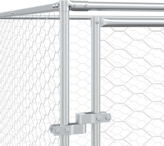 vidaXL Парк за Кучета от Метал в Сребрист Цвят 400 x 12 x 200см.
