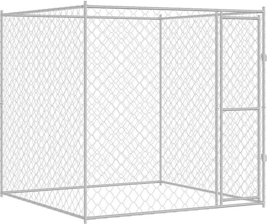 vidaXL Металик Парк За Кучета 200x200x200см Сребрист
