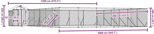 vidaXL Parc Metalic Pentru Câini 1200x400x250 cm Argintiu