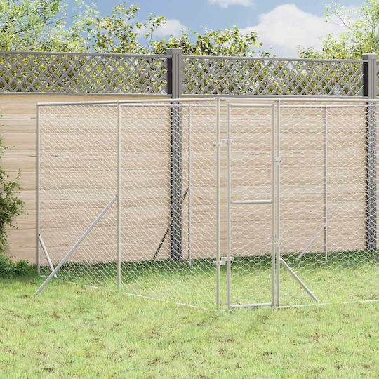 vidaXL Металик Парк За Кучета 400x400x200см Сребрист