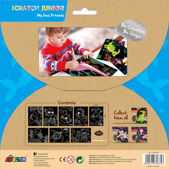 Avenir Ζωγραφική Scratch Junior Sea Friends για Παιδιά 3+ Ετών 8τμχ
