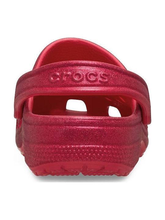 Crocs Classic Glitter Clog Γυναικεία Σαμπό Κόκκινα