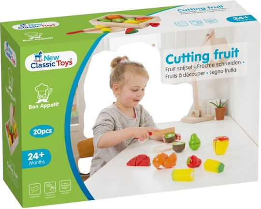 New Classic Toys Σετ Φρούτων σε Καλάθι από Ξύλο για 2+ Ετών 20τμχ