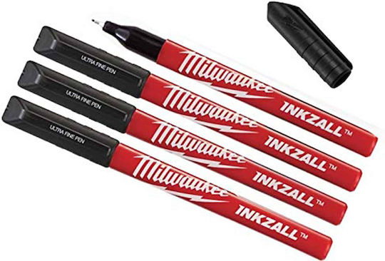 Milwaukee Inkzall Permanent Markers 0.6mm Black 4pcs