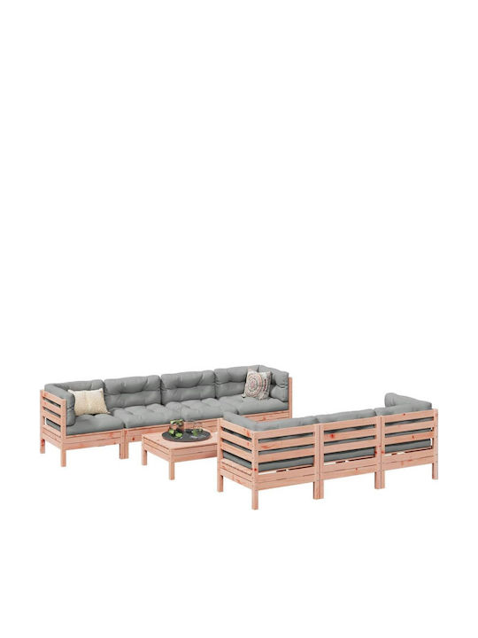 vidaXL Garden & Outdoor Furniture Sets Living Room Set Pieces Grey with Pillows 8 Pieces