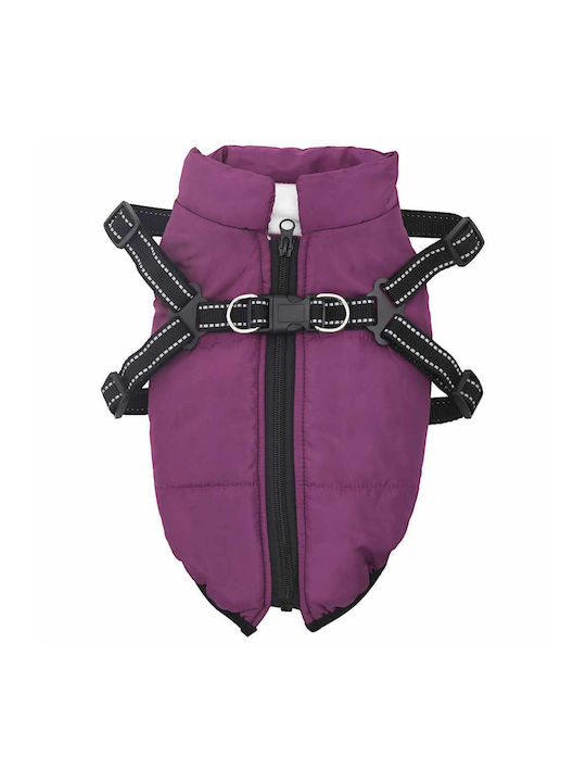 vidaXL Purple Fleece / Waterproof Dog Coat Large