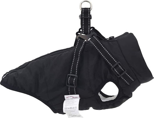 vidaXL Black Fleece / Waterproof Dog Coat Large