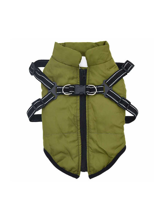 vidaXL Μπουφάν Σκύλου Fleece / Αδιάβροχο Πράσινο XL