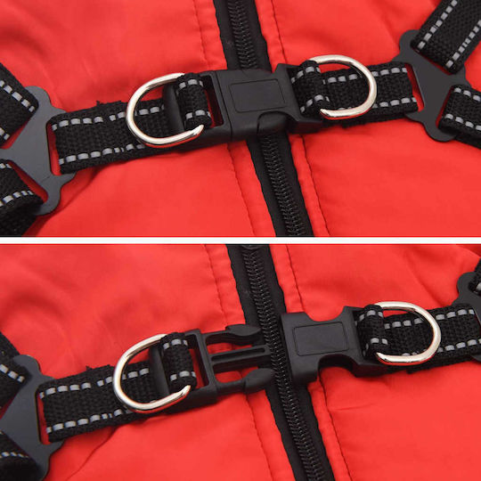 vidaXL Red Fleece / Waterproof Dog Coat Large