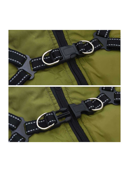 vidaXL Μπουφάν Σκύλου Fleece / Αδιάβροχο Πράσινο Large