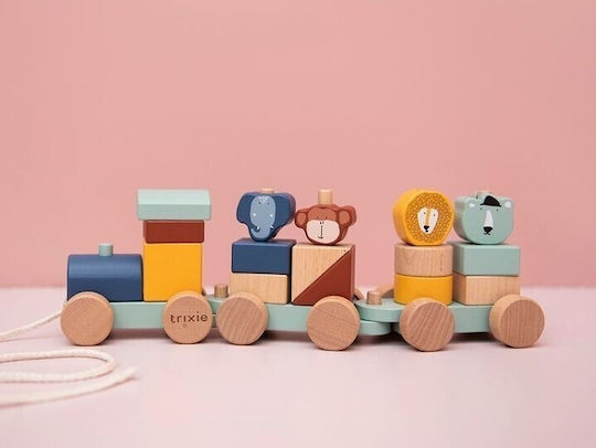 Trixie Pull-Along Toy Animal Train made of Wood for 18++ Months