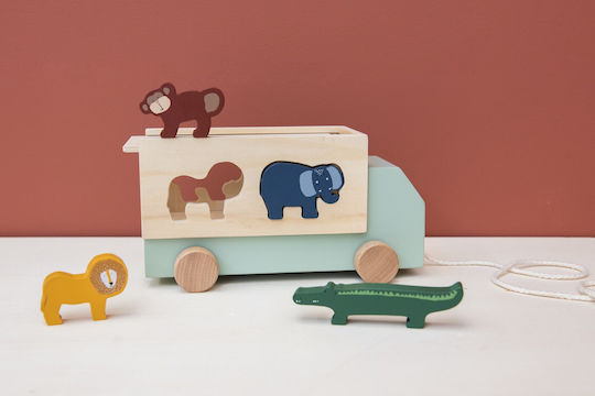 Trixie Pull-Along Toy Truck with Animals made of Wood for 36++ Months