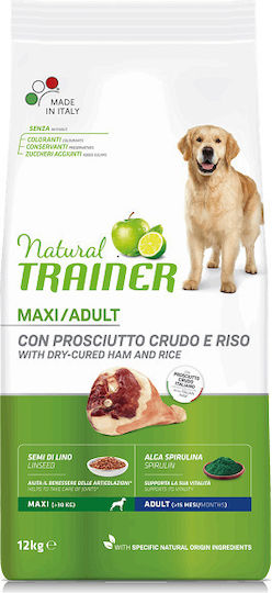 Natural Trainer Maxi Adult Prosciutto 12kg Dry Food for Adult Large Breed Dogs with Prosciutto