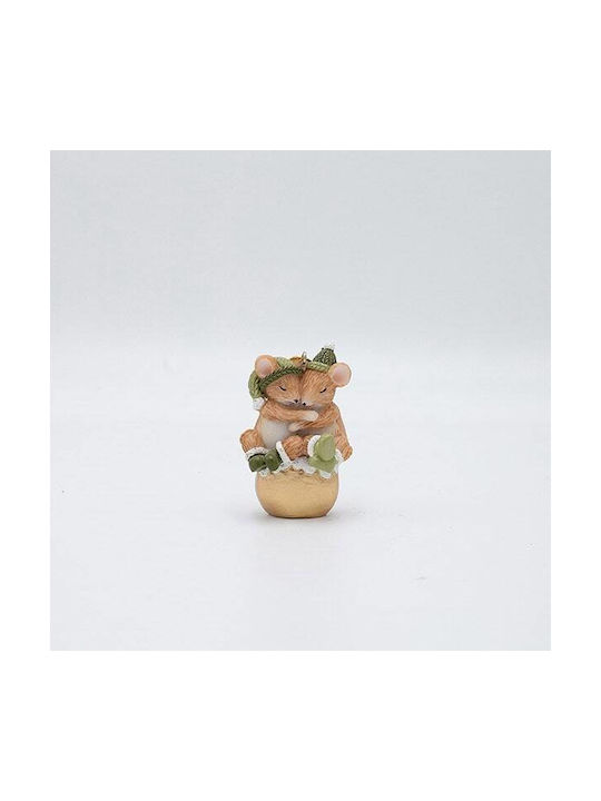 Polyresin Weihnachtsbaumschmuck Maus Paar Grün 4x6.5cm