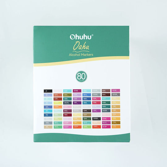 Ohuhu Ohuhu Basic Colors Drawing Markers Alcohol Fine & Chisel Set 80 Colours