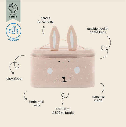 Trixie Mrs. Rabbit Σχολικό Τσαντάκι Φαγητού Χειρός 3lt Ροζ 21x15x17εκ.