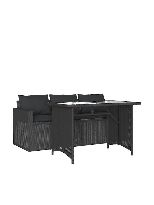 Set Sala De Mese Pentru Exterior 2 Piese Negru Cu Perne