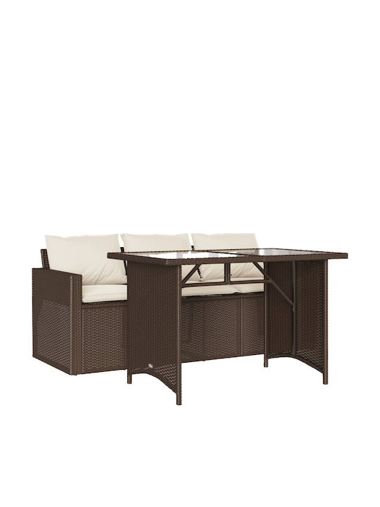 Garden & Outdoor Furniture Sets Dining Room 2 Pieces Brown with Pillows