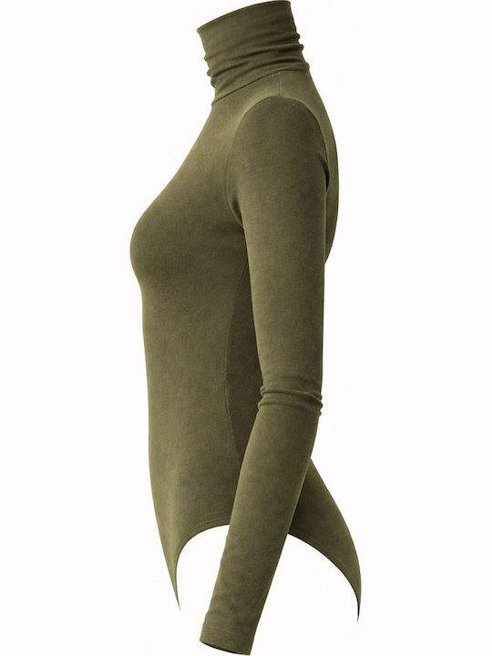 Helios Women's Turtleneck Bodysuit Long Sleeve Micromodal Khaki