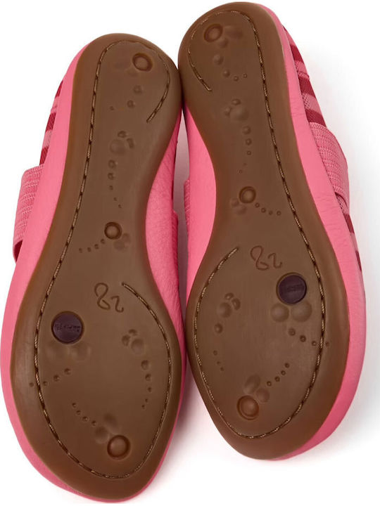 Kids Ballerinas with Hoop & Loop Closure Leather Pink