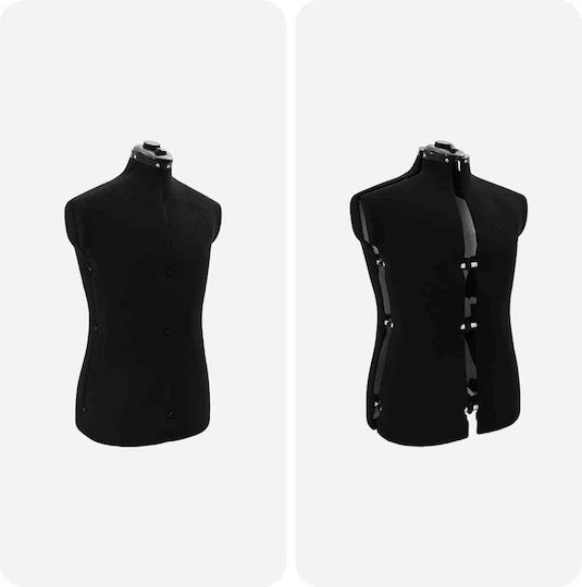 Vidaxl Formă Reglabilă Pentru Rochie De Damă Neagră 37.5-45.5 Inchi