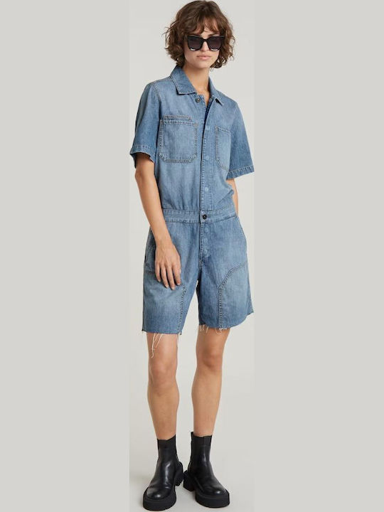 Damen Denim Jumpsuit Faded Thames Herstellerfarbe Blau
