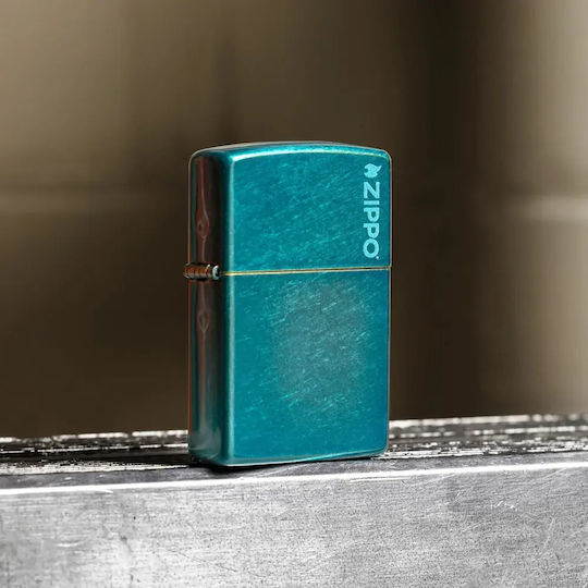 Zippo Brichetă Rezistentă La Vânt Cu Flacără Teal Mată