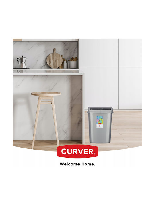 Curver Plastic Coș de gunoi de birou 10lt Argintiu 20x36x20cm
