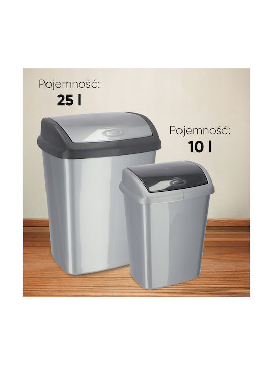 Curver Plastic Coș de gunoi de birou 10lt Argintiu 20x36x20cm