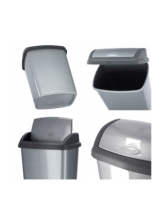 Curver Office Plastic Waste Bin 25lt Silver 29.1x48x36.5cm