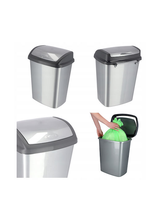 Curver Office Plastic Waste Bin 25lt Silver 29.1x48x36.5cm