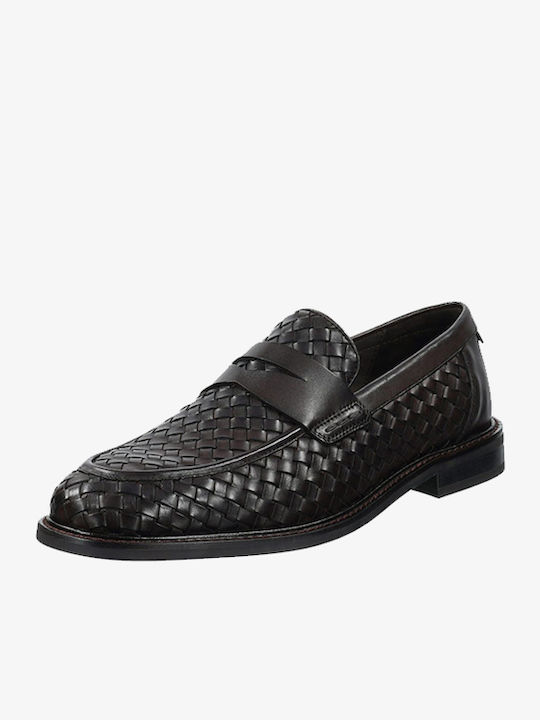 Leather Men's Loafers in Black Color