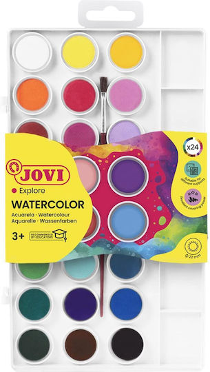 Jovi Σετ Νερομπογιές Πολύχρωμες με Πινέλο 24τμχ