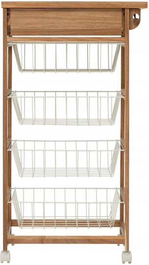 5Five Wooden Kitchen Trolley 5 Tiers White 50x34.5x88.8cm