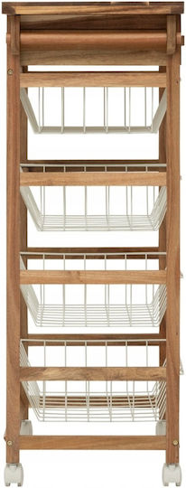 5Five Wooden Kitchen Trolley 5 Tiers White 50x34.5x88.8cm