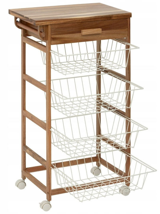 5Five Τρόλεϊ Κουζίνας Ξύλινο 5 Θέσεων Λευκό 50x34.5x88.8cm