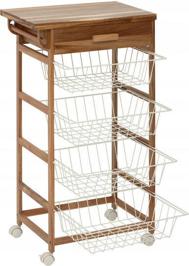 5Five Wooden Kitchen Trolley 5 Tiers White 50x34.5x88.8cm