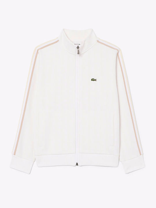 Lacoste Παιδική Ζακέτα Φούτερ Offwhite