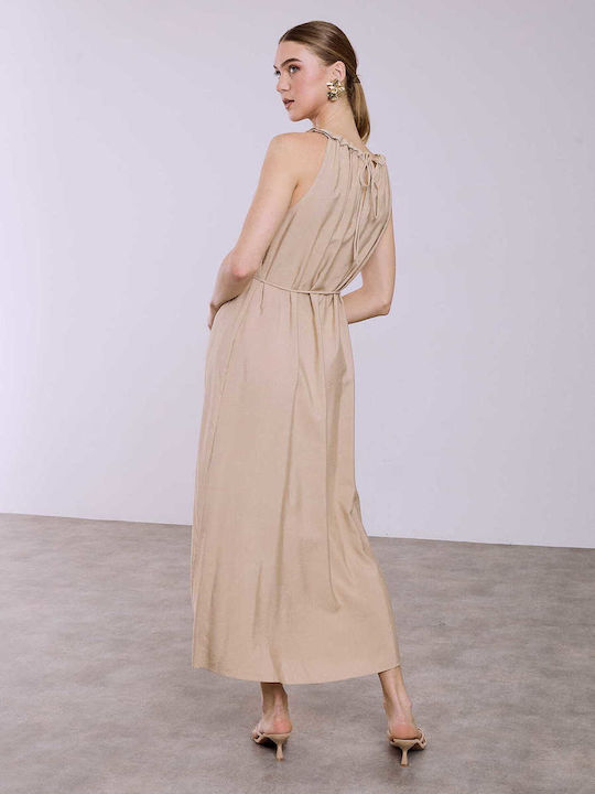 Celestino Women's Maxi Linen Loose Fit Beige Dress | Skroutz.mt