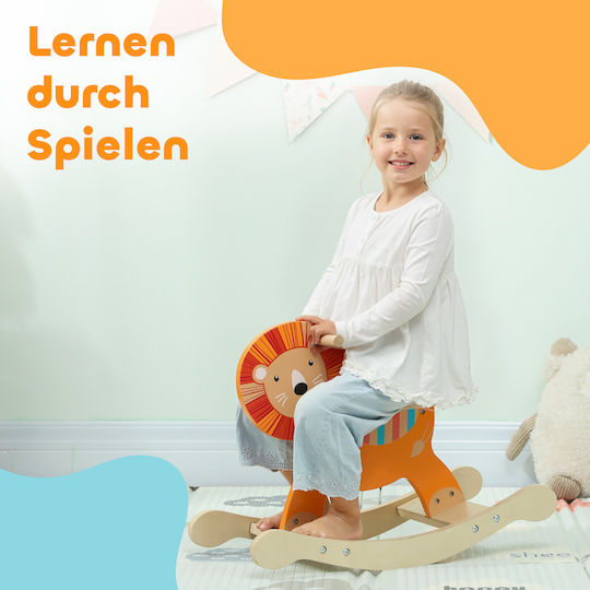 Aiyaplay Fabric Rocking Toy Horse with Max Load Capacity 25kg Orange