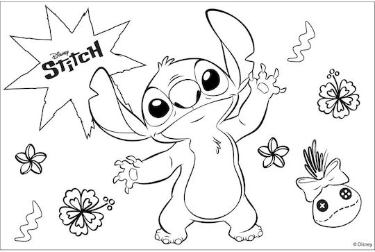 Zeichenblöcke Spirale Aufkleber & Schablonen A4 Lilo & Stitch 40 Stück Disney