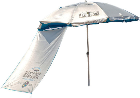 Maui & Sons Umbrelă Plajă Pliabilă din Aluminiu Diametru 2.2m cu Umbrelă Protecție UV și Rezistență la Vânt Petrol