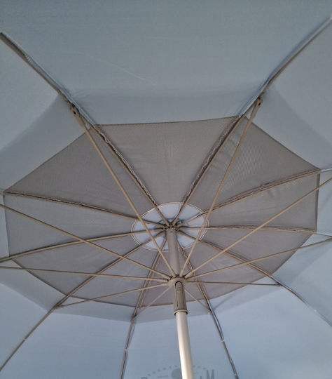 Maui & Sons Umbrelă De Plajă Pliabilă Din Aluminiu Cu Diametru De 2.2m Cu Parasolar Protecție UV Și Rezistență La Vânt Clear Sky