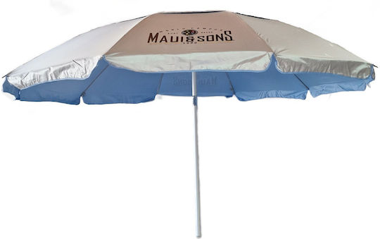 Maui & Sons Umbrelă De Plajă Pliabilă Din Aluminiu Cu Diametru De 2.2m Cu Parasolar Protecție UV Și Rezistență La Vânt Clear Sky